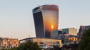 The Walkie Talkie reflecting the sunset, captured by Michael Cross for the Law Society Gazette