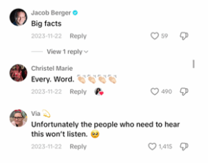Screenshot of comments