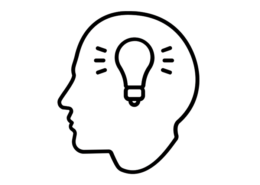 Idea shown as lightbulb in a man's head