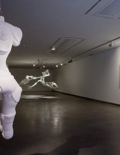 Lee Bul, Cyborg W9 (back view), 2006 with Cyborg W10 (2006), Chiasma (2005) and Untitled (Anagram drawings No.2-5) in the background. Installation view of Domus Artium 02, Salamanca, 2007.
