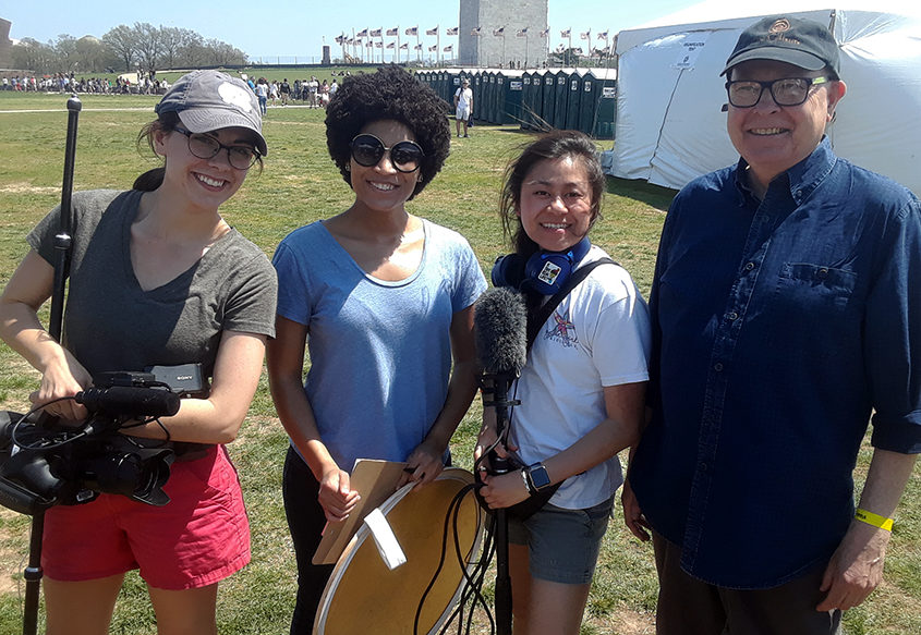 Larry Kirkman and video documentary production crew at March for Science 2018