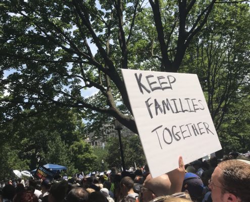 A crowd at Freedom Plaza at the Keep Families Together Rally in Washington, DC, 2018