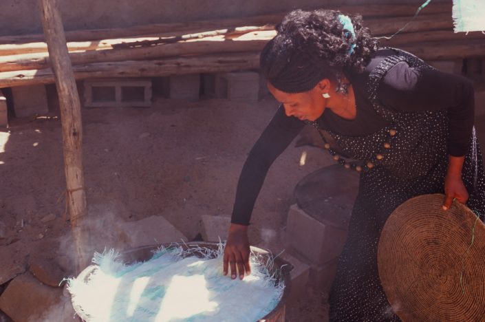Ethiopian woman making bread