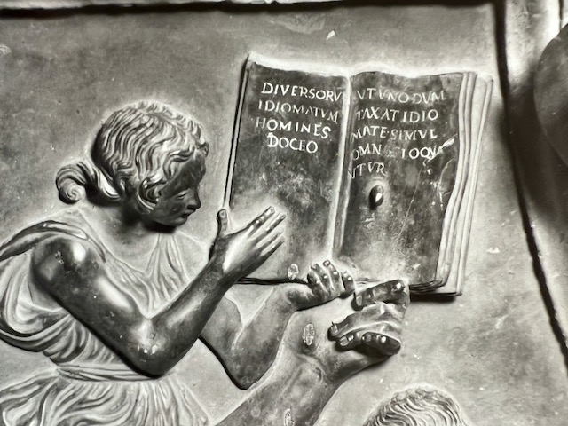 Antonio Pollaiuolo, Tomb of Sixtus IV, Detail of Grammar Inscription , c. 1484-1493