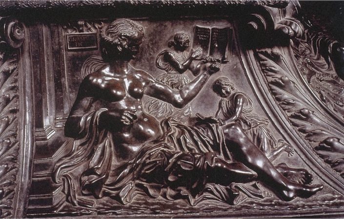 Antonio Pollaiuolo, Tomb of Sixtus IV, Detail of Grammatica, c.1484-1493