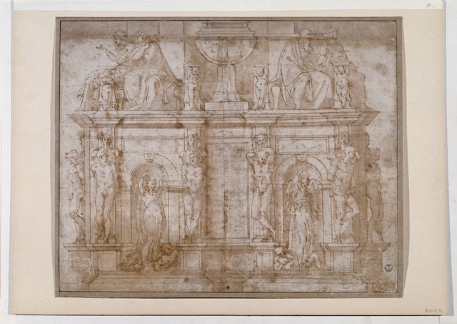 Drawing after Michelangelo Buonarroti’s project of 1513 for the tomb of Julius II, 1513