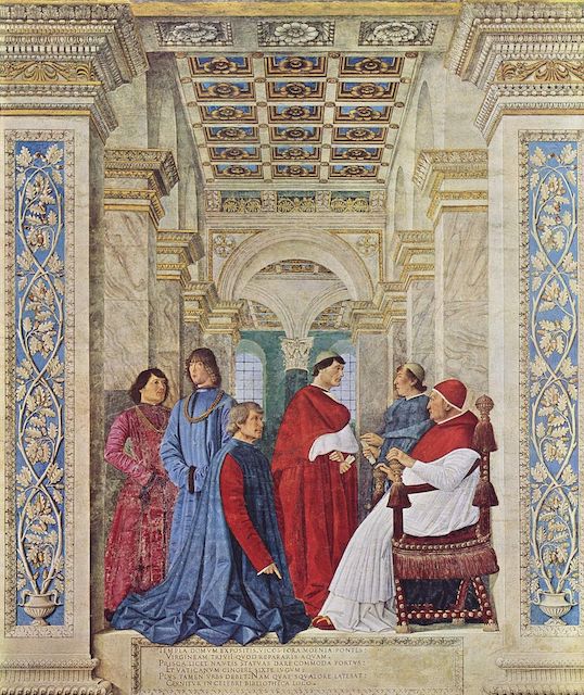 Melozzo da Forlì, Pope Sixtus IV Appoints Bartolomeo Platina Prefect of the Vatican Library, 1477.