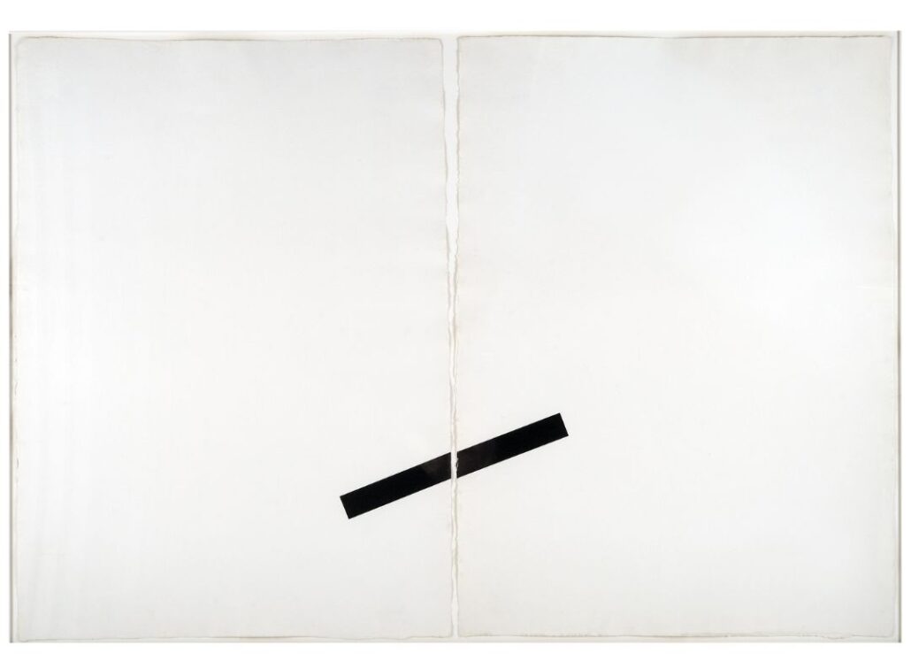 Two sheets of paper with diagonal black rectangle at bottom