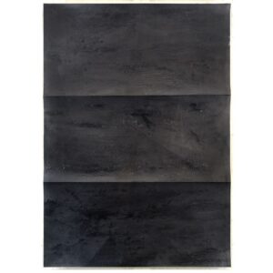 One large, dark grey rectangle divided into three horizontal sections. Each section has a texturized surface with folds and scratches.