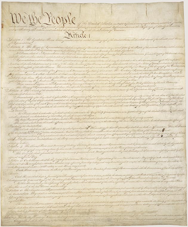parchment copy of the US Constitution