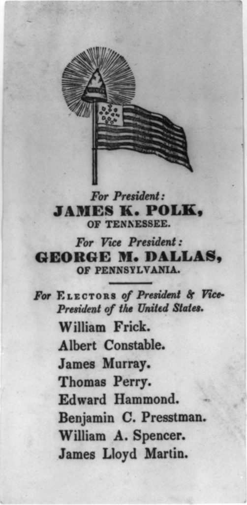 ballot naming James K. Polk for president