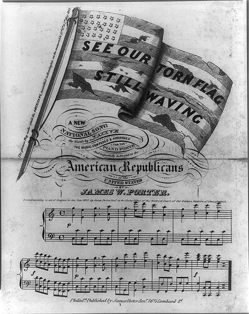 sheet music headed by US flag