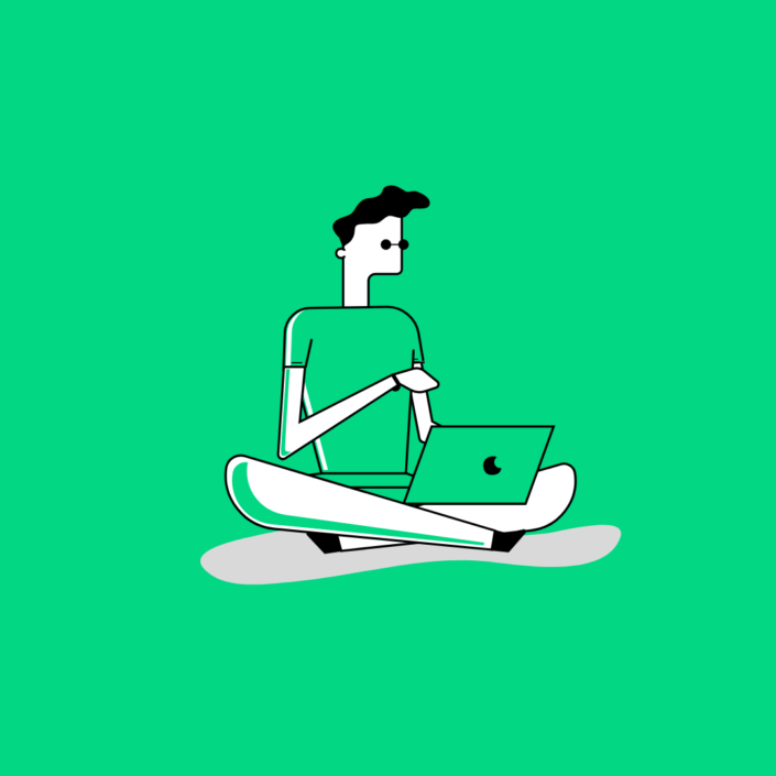 graphic of a young man on his computer