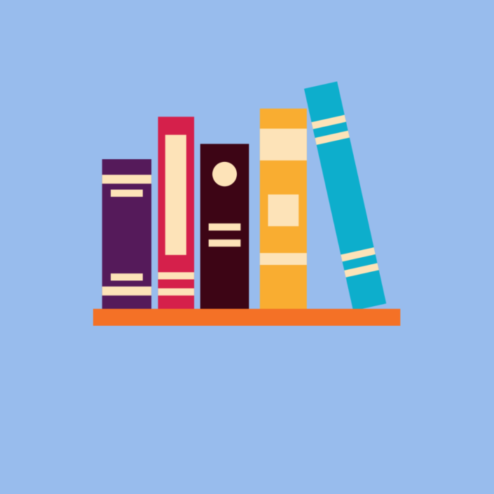 graphic of books on a bookshelf